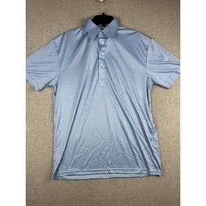 Collars & Co. Dress Collar Polo Shirt Mens Large Blue Polyester Short Sleeve